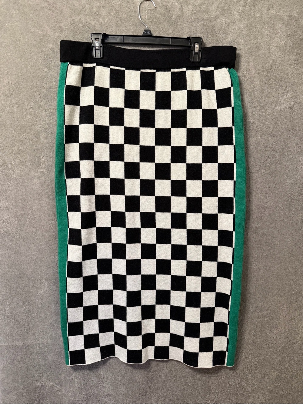Dressed In Lala Women's Knit Pencil Skirt Black/White/Green Size 3XL